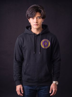 Hoodie Pullover LA Lakers Bahan Fleece Desain Gambar Dua Sisi Mesin DTF Terbaru.