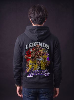 Hoodie Pullover LA Lakers Bahan Fleece Desain Gambar Dua Sisi Mesin DTF Terbaru.